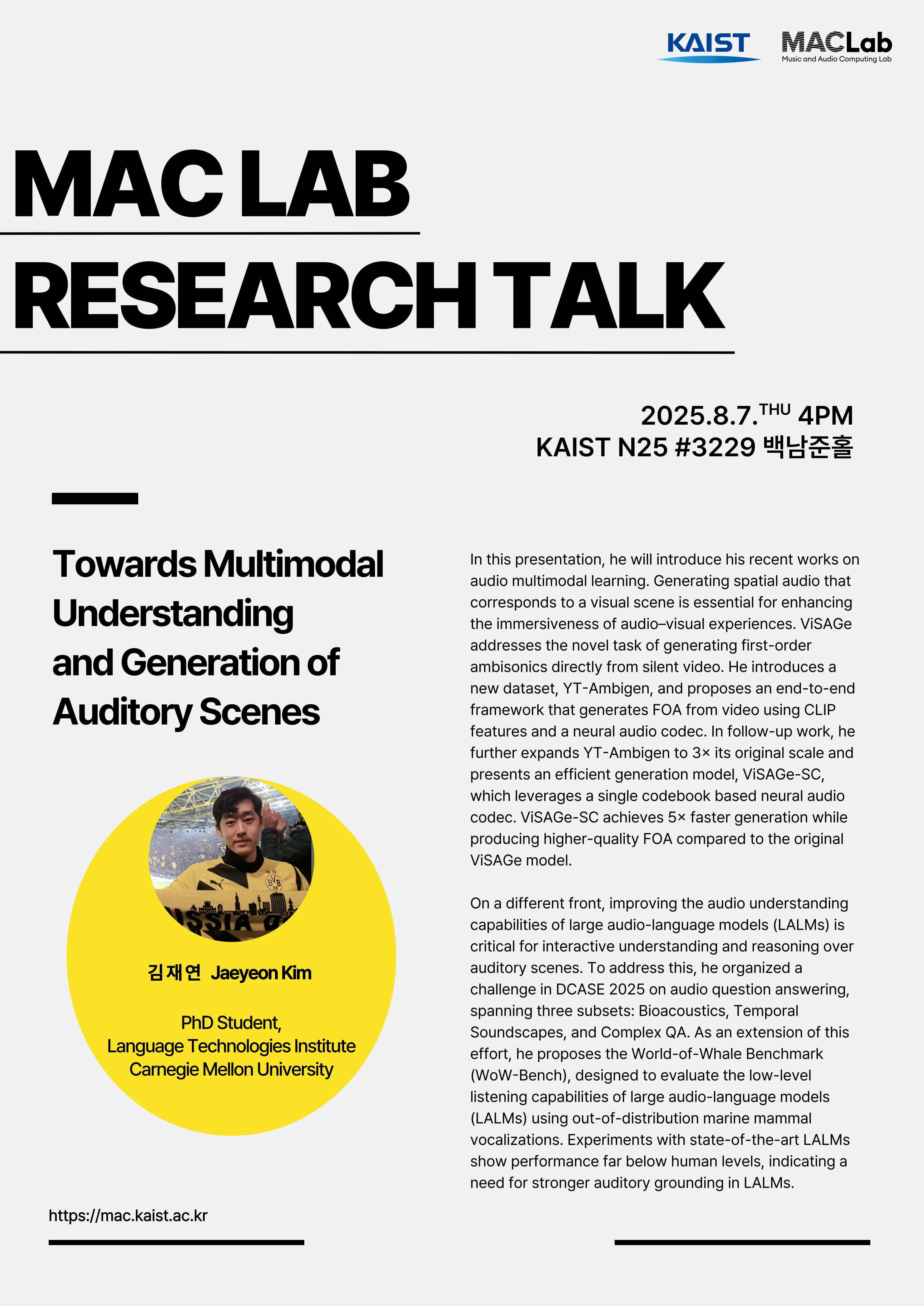 Towards Multimodal Understanding and Generation of Auditory Scenes